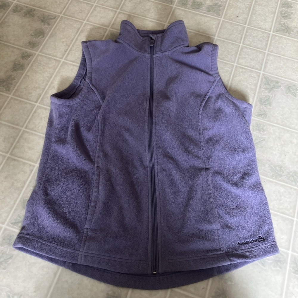 Avalanche Womens Large Light Purple Fleece‎ Vest Full Front Zip Stand-up Collar